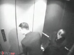 Horny couple elevator security