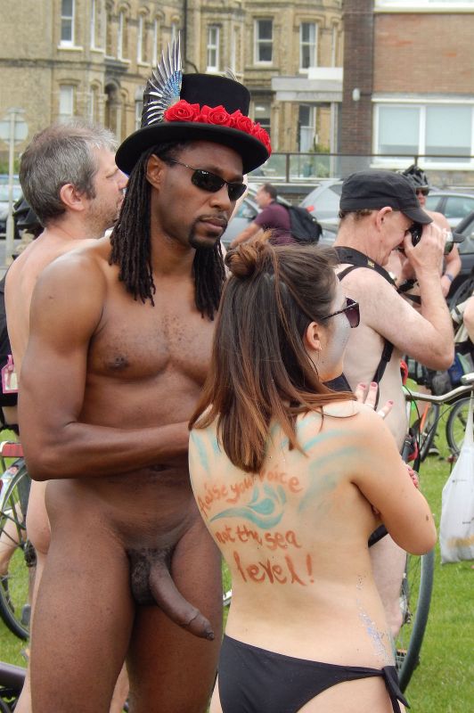 World Naked Bike Ride Girl with Hairy Pussy Does 2 Rides.