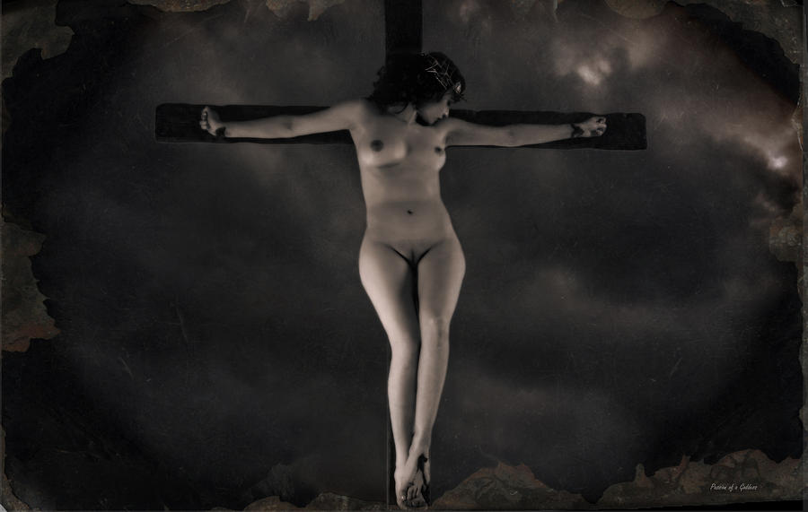 Naked Woman Crucified.