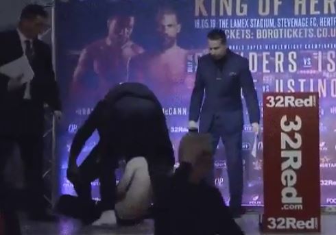 Boxer saunders exposed naked during weigh