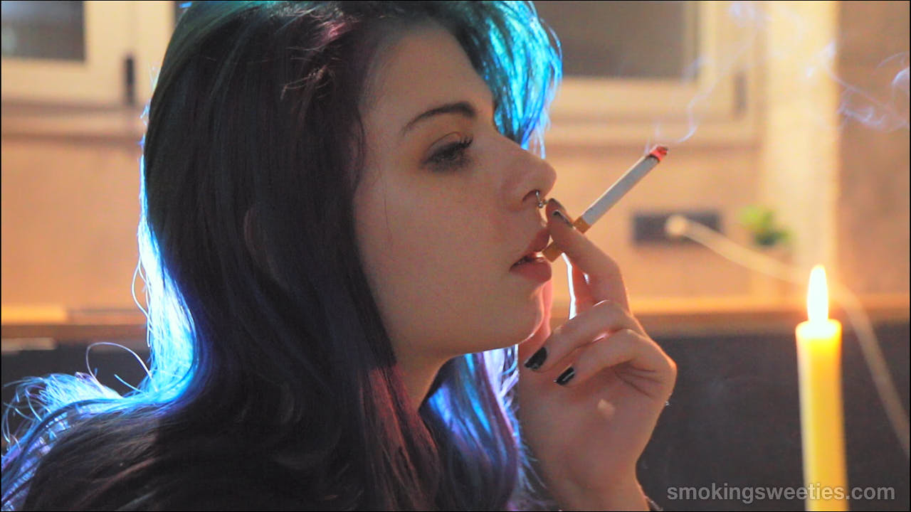 Sweet smoker girl vanessa smokes many