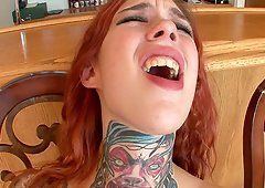 Tattooed african girl lick dick and squirt