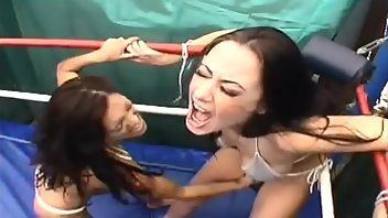 Two blonde girls catfighting spanking