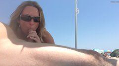 Amateur woman blowjob dick on beach