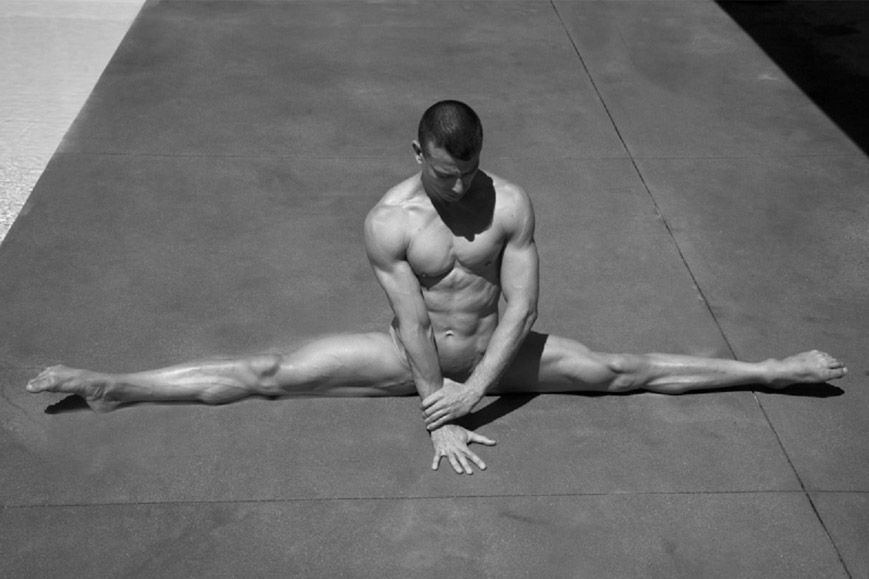 Nude men girl yoga
