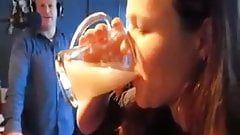 Housewife plays with 50 loads of frozen cum from a stranger.